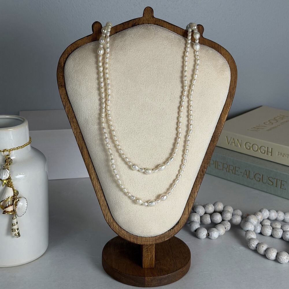 Beautiful Classic Vintage 1980s 66" 4.5mm Faux Pearl Flapper-Length Necklace